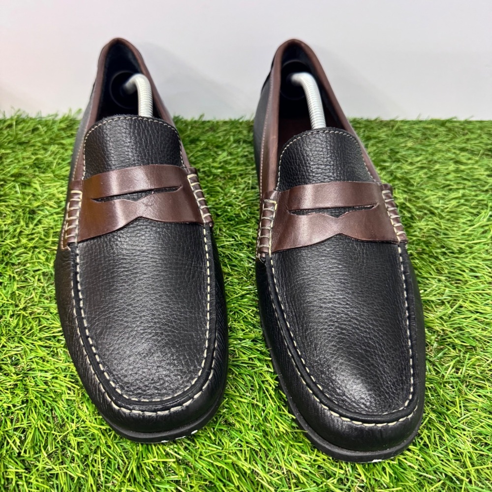 Florsheim Penny Loafers Mens 11.5 D Black Brown Leather Moccasin Toe Slip On